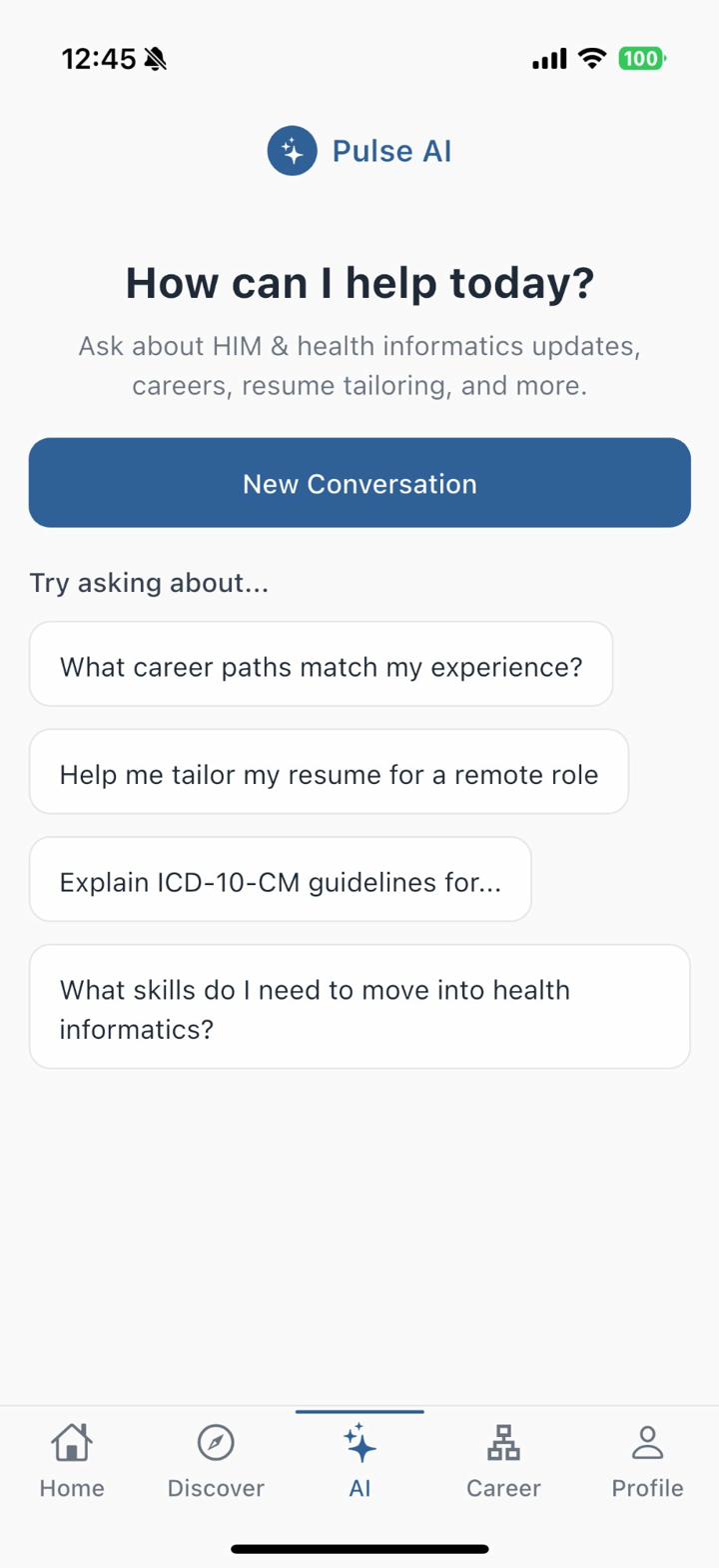Pulse AI assistant with professional quick actions