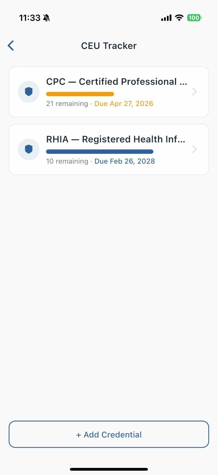 CEU tracker with progress monitoring